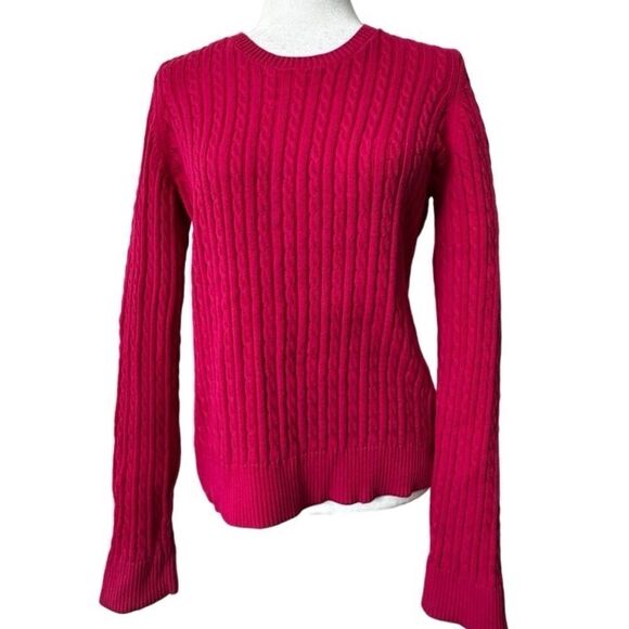 C Wonder Pink Pullover Sweater Cable Knit Long Sleeve SZ L - Picture 1 of 12